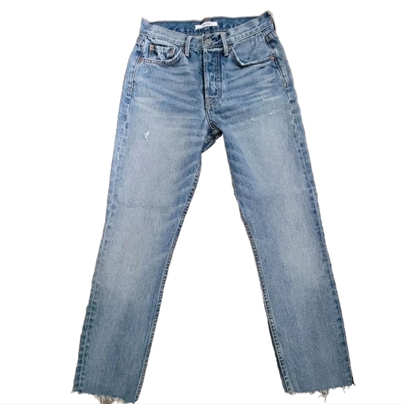 NEW Grlfrnd The Karolina Distressed High Rise Blue Jeans - Picture 2 of 6